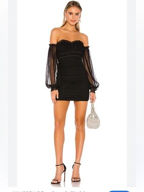 MAJORELLE Zata Dress in Black sheer mini dress size M